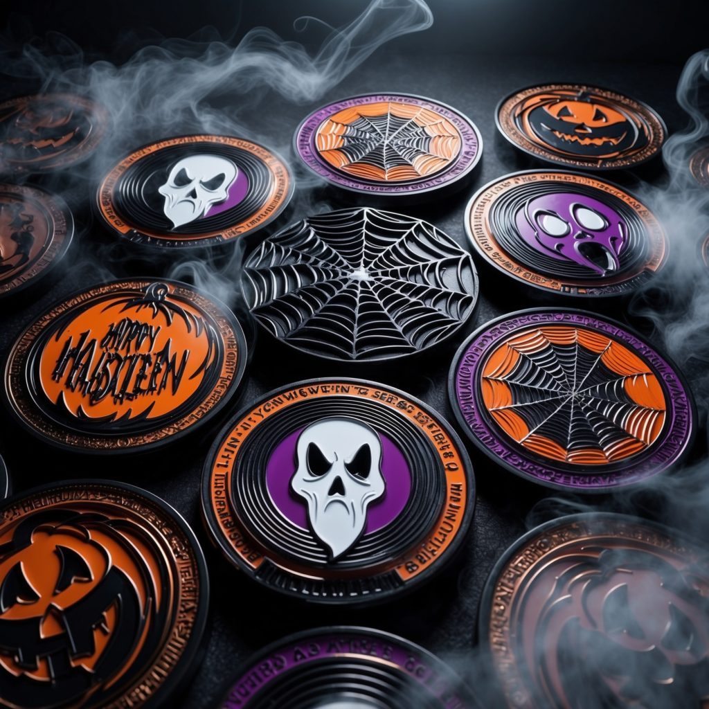 Halloween-themed coins